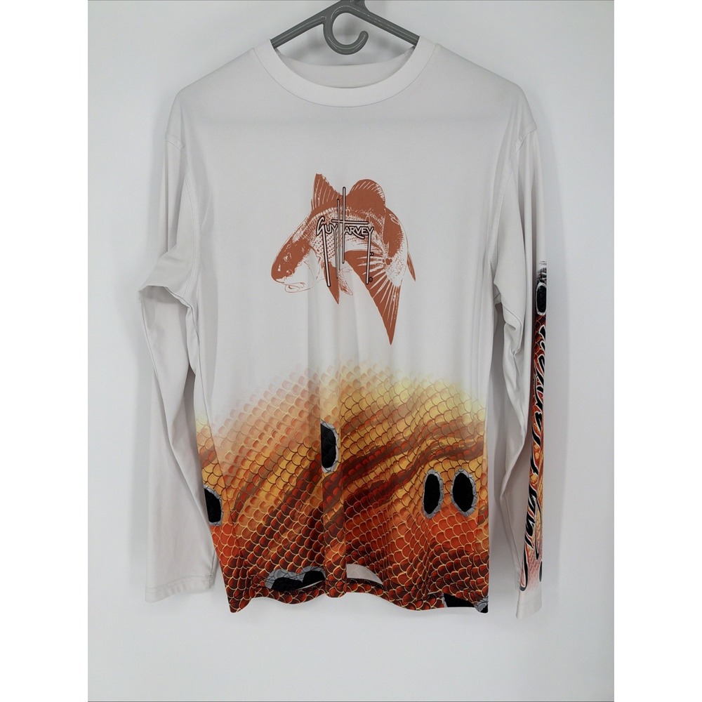 Guy Harvey Mens Lightweight Polyester Shirt Redfish Graphic Small